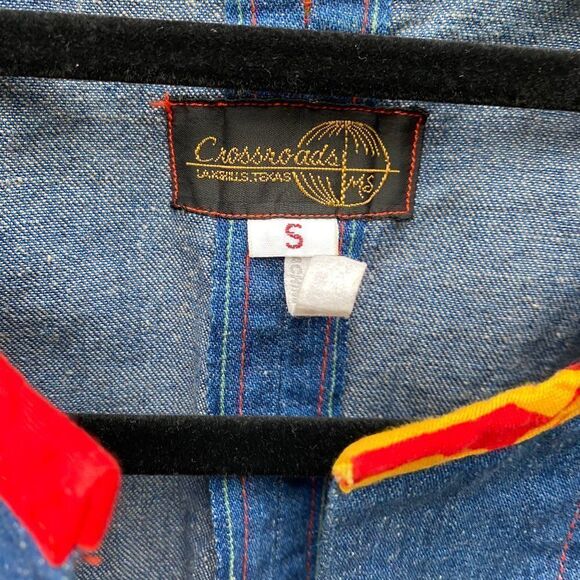 Crossroads MS Denim Cross Front Jacket Lagenlook Shacket - Picture 4 of 13